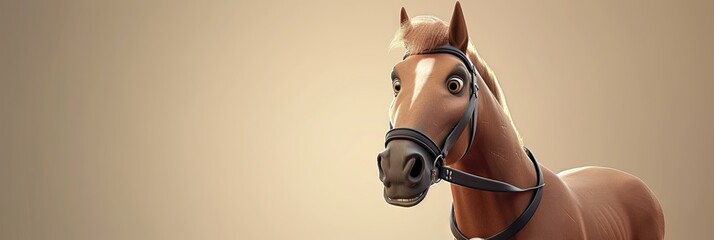 Horse - a stallion with copy space - obrazy, fototapety, plakaty