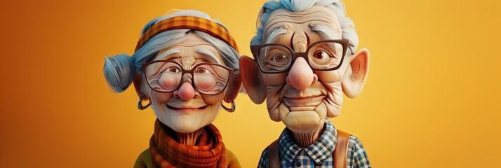 Grandparents - senior citizens (male and female, man and woman) in their elderly years