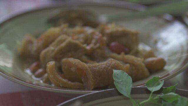 Indonesia Indonesian Traditional Food Culinary in Yogyakarta Java - Dazed catfish Mangut Lele , Chicken , Intestines , Lungs