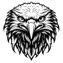 Eagle black and white vector illustration isolated transparent background logo, cut out or cutout t-shirt print design