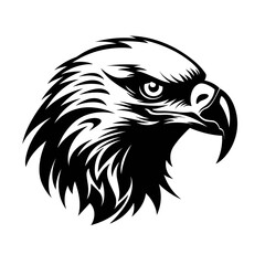 Eagle black and white vector illustration isolated transparent background logo, cut out or cutout t-shirt print design