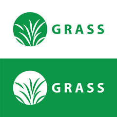 Farm illustration green grass logo design simple natural grass vector template