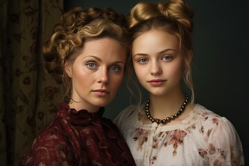 Naklejka premium Compassionate Mom daughter. Family happy care. Generate Ai