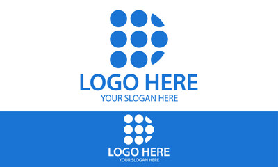 Blue Color Simple Dot Initial Letter D Logo Design