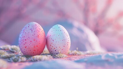 Easter themed card in light colors with colorful colored solid eggs