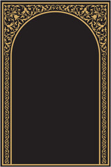 Vector illustration for frame design element, door or window shape, gold color and black color background. Suitable for mosque decoration, calligraphy, Islamic art, etc - obrazy, fototapety, plakaty