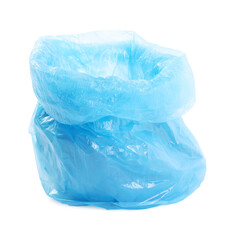 Fototapeta premium Blue plastic garbage bag isolated on white