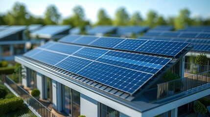 A house with solar panels on the roof. 