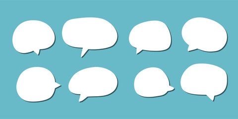 abstract set of white speech bubble with shadow isolated yellow and blue background. space for text. abstract blank area for rill text of font.