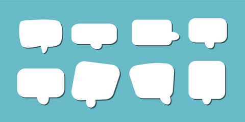 abstract set of white speech bubble with shadow isolated yellow and blue background. space for text. abstract blank area for rill text of font.