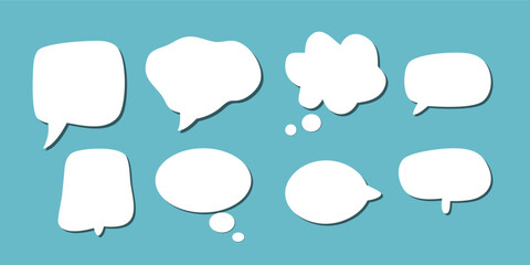 abstract set of white speech bubble with shadow isolated yellow and blue background. space for text. abstract blank area for rill text of font.