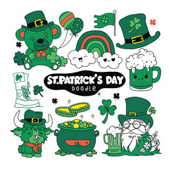 Hand Drawn of Colorful St. Patrick's Day Doodle Art