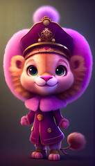 Obraz premium Cute anthropomorphic lion. Ai render .