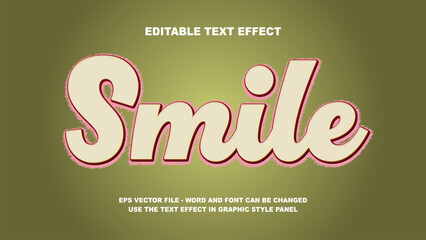 Editable Text Effect Smile 3D Vector Template