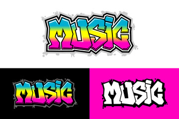 Music lettering word graffiti style vector design