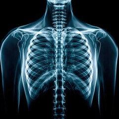 X-ray of a human spine and ribs anatomy concept image medical chest