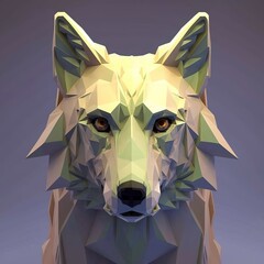 Wolf head face polygon illustration digital concept 3d render