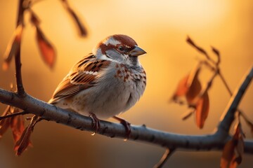 World Sparrow day A sparrow in a tree branch, Generative ai
