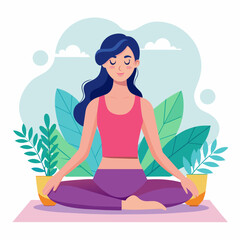 Yoga Beautiful Girl Fitness Vector Illustration Inspiration