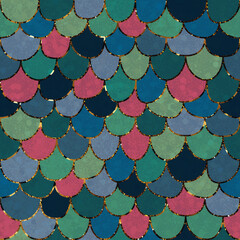 Mermaid / Fish Scale Vector Pattern © Soksan Ink