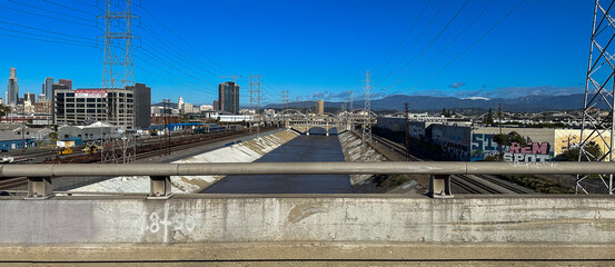 LA River and views of Downtown Los Angeles