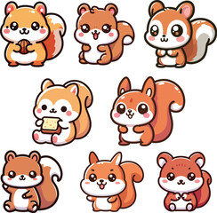 Fototapeta premium set collection cute cartoon mascot squirrel