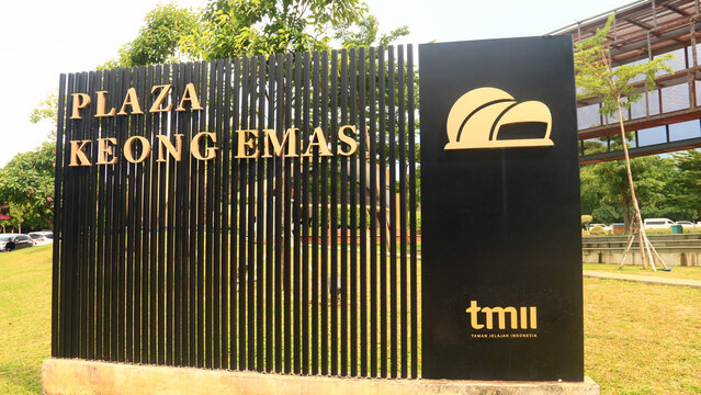 Jakarta, Indonesia - February10, 2024: Plaza Keong Emas at Taman Mini Indonesia Indah or TMII. 
