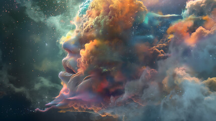 Cosmic Contemplation - An Ethereal Fusion of Space and Thought
