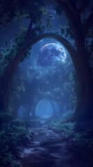 Enchanted Moonlit Forest Pathway