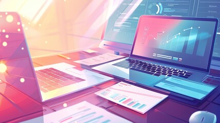 digital data visualize business progress updates daily progress data background work percentage shown data visualize daily report , generative ai,