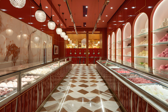 Gourmet Ice Cream Parlor Interior with Luxurious Decor