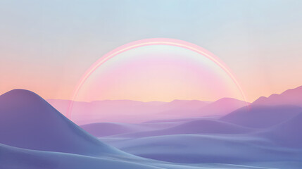 Serene Pastel Landscape with Radiant Arc