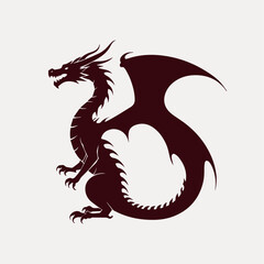 flat design dragon silhouette illustration vector design