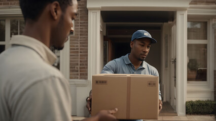 Package courier delivers goods
