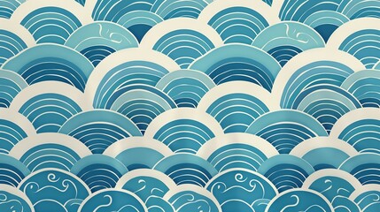 Blue Japanese pattern wave background