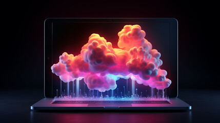Colorful clouds displayed on its screen