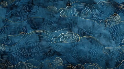 Blue Japanese pattern wave background