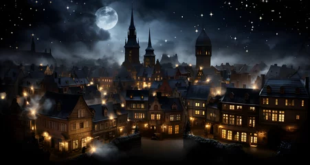 Rolgordijnen the nighttime city has been lit by many lights © Ella
