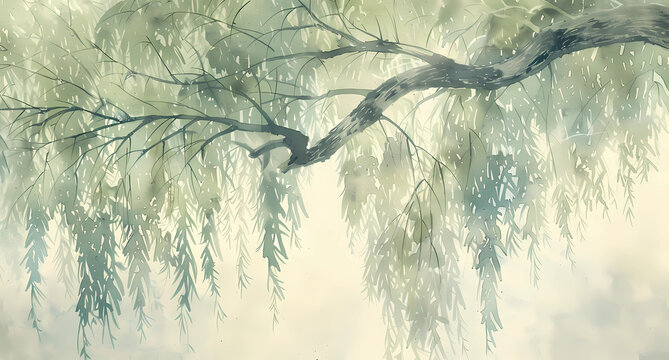 a watercolor picture of a willow tree