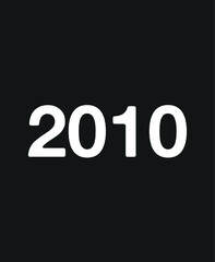 2010 Year. Vector with year for birthday and celebration date. Design isolated on black background