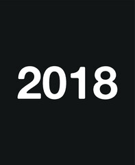 2018 Year. Vector with year for birthday and celebration date. Design isolated on black background