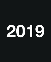 2019 Year. Vector with year for birthday and celebration date. Design isolated on black background