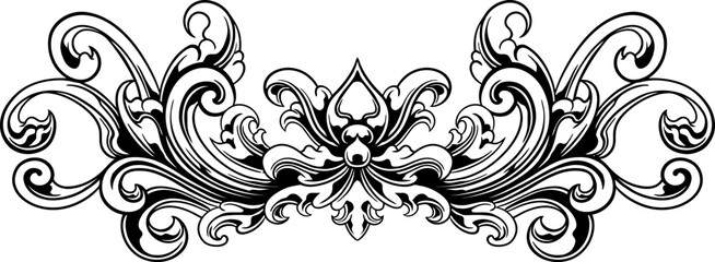 Ornament Vintage Lineart, Black and White