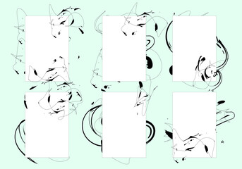 Set of vector black borders, brush stroke, brush, line or texture. Dirty artistic design element, box, frame.