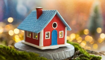 house on a tree, wallpaper miniature model of a cozy tiny house with a set of silver keys placed beside it, symbolizing the concept of purchasing a small home or property in the real estate market