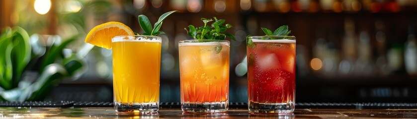 Seasonal cocktails and mocktails crafted with local fruits and herbs - obrazy, fototapety, plakaty