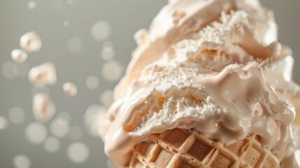 Vanilla ice cream cone background