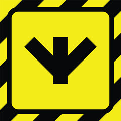 Fototapeta premium Crossroads yellow line black stripe caution tapes danger warning ribbons. construction sites, banner traffic sign symbol logo design for web mobile isolated white background illustration.