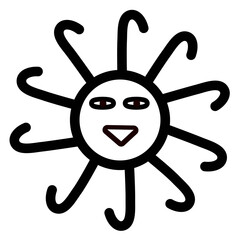 sun cartoon character. Sun icon. Sun lineart illustration vector for your business. Sun icons vector isolated on white background