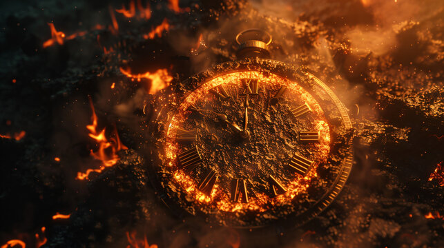An old astronomy clock on a rough wall is a sign of how much time has passed.